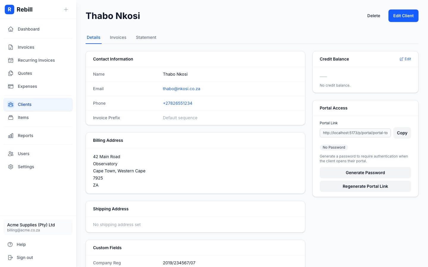 client custom fields