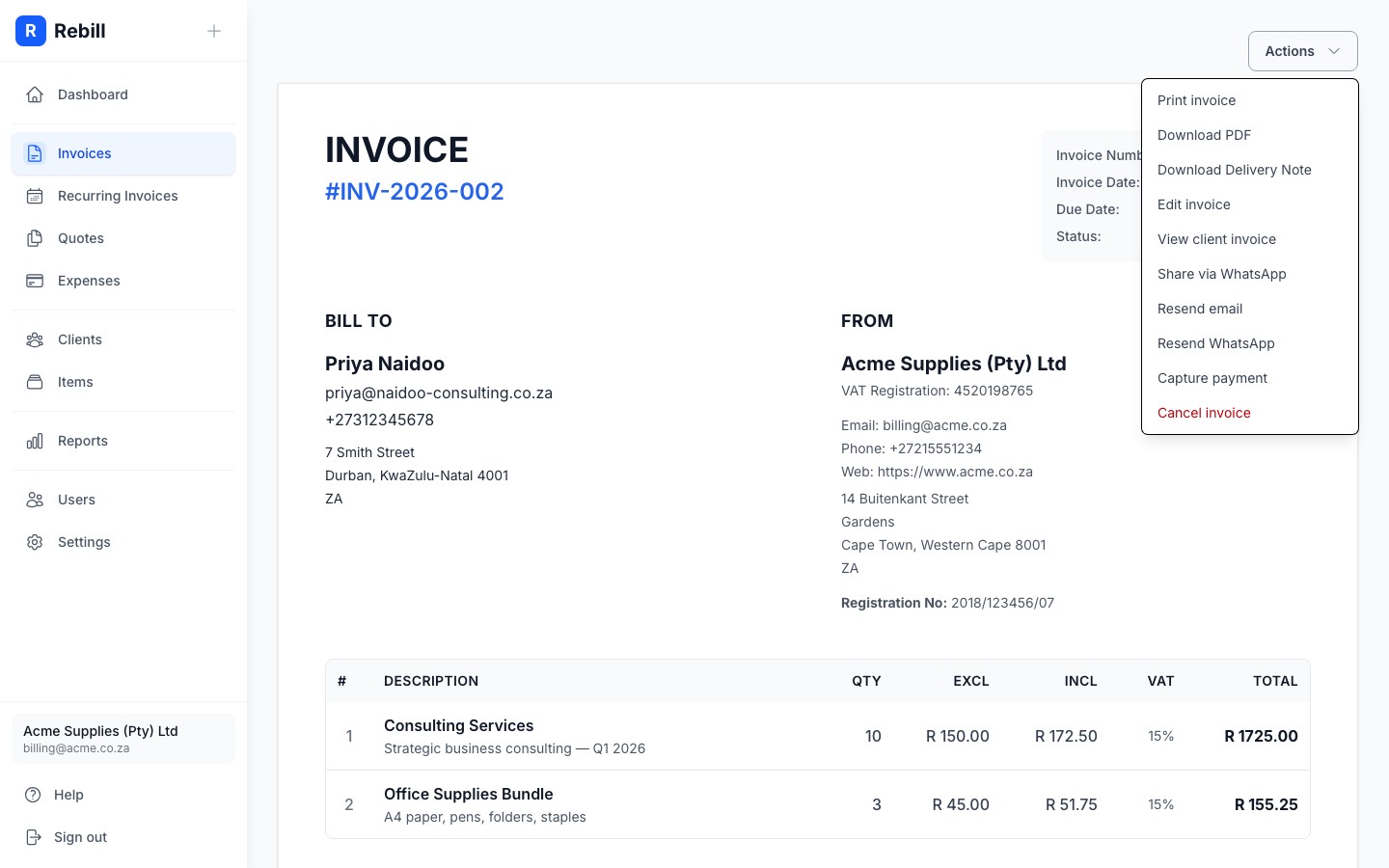 invoice actions capture payment