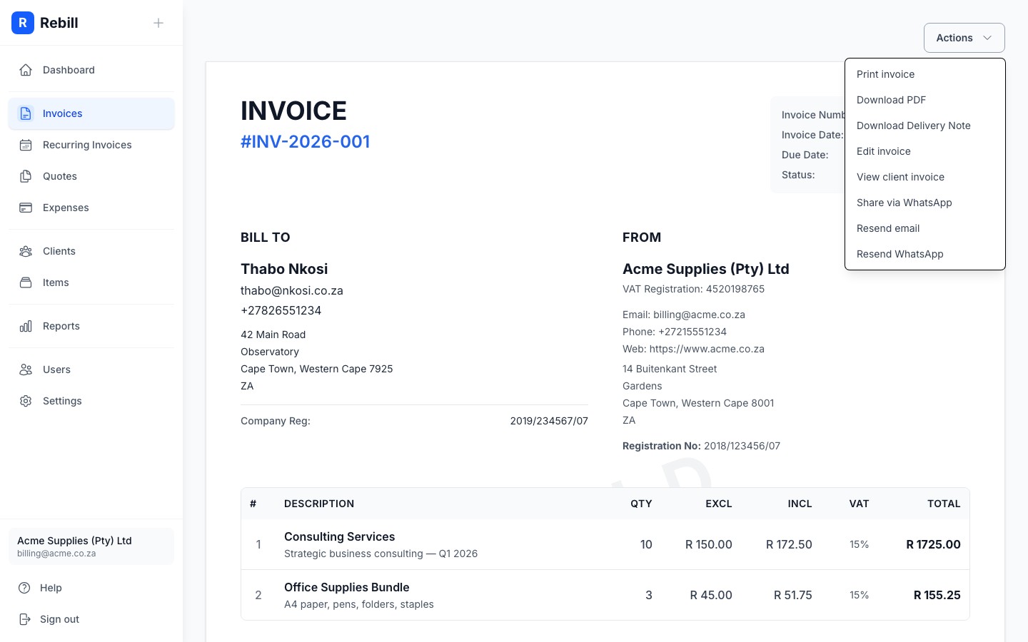 invoice download pdf
