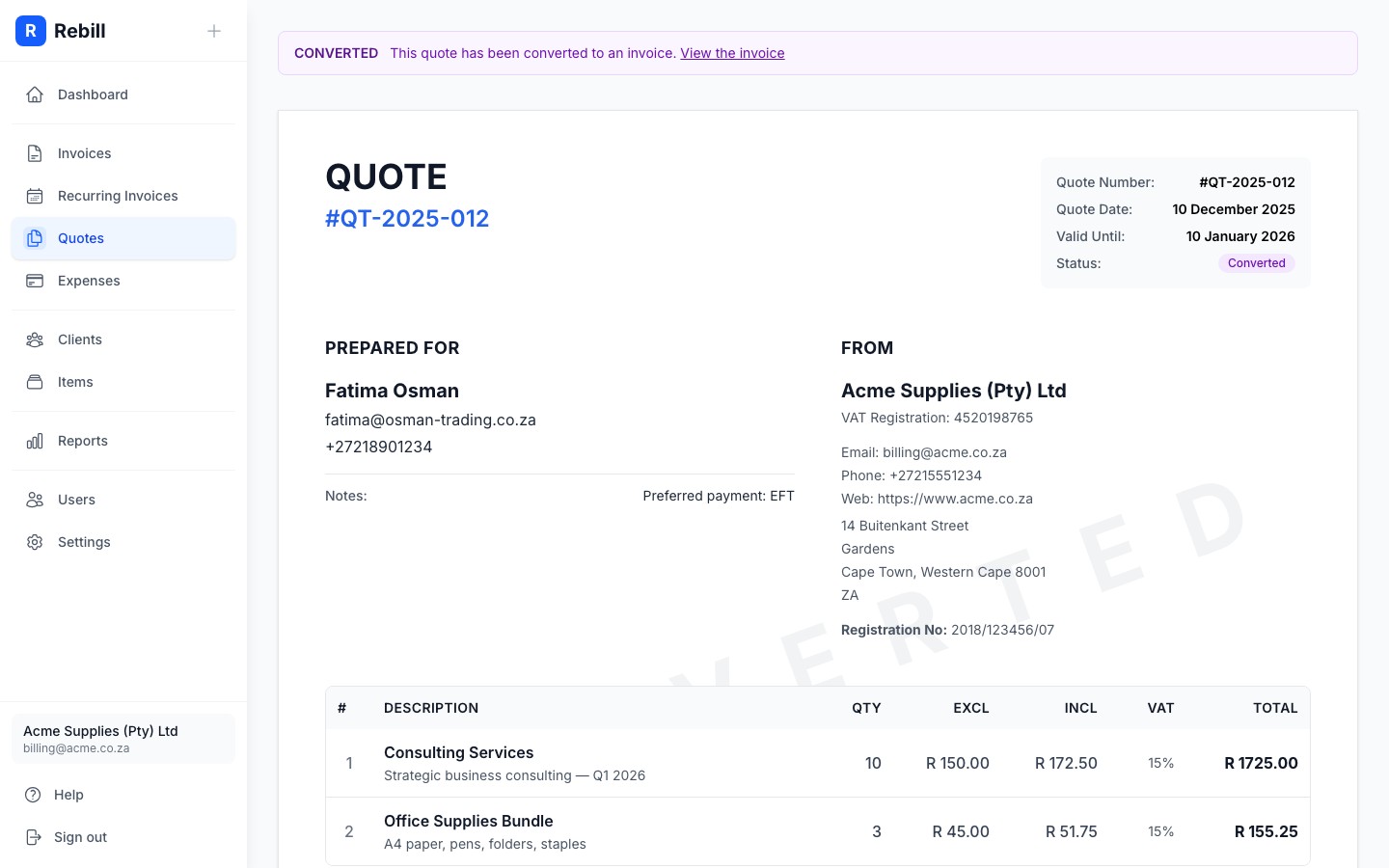 quote converted banner